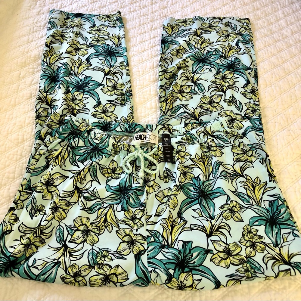 Beach Riot Floral Print Lounge Pants- Yellow and Green